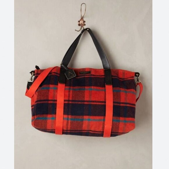 Kelsi Dagger Red Flannel Plaid Weekender Tote Duffel Bag - Picture 1 of 7